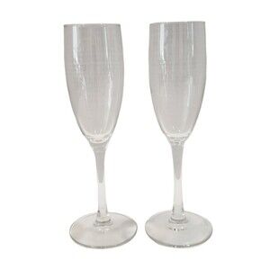 Two Champagne Glasses Foxwoods Resort and Casino Year 2000 Etched Vintage